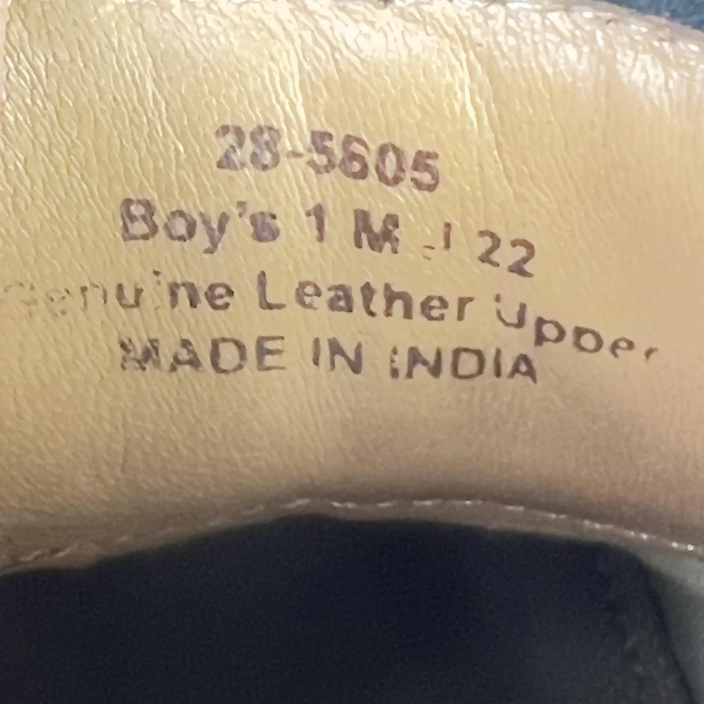 Johnston & Murphy Shoes Boys Size 1 Black Leather Cap Toe Oxford Dress Formal